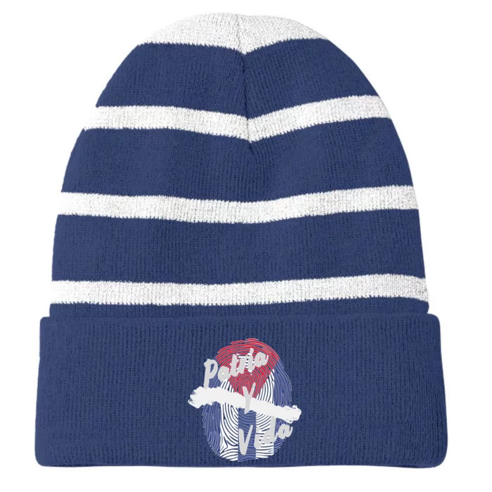 Patria Y Vida Cuba Cuban Freedom Movement Se Acabo Striped Beanie with Solid Band