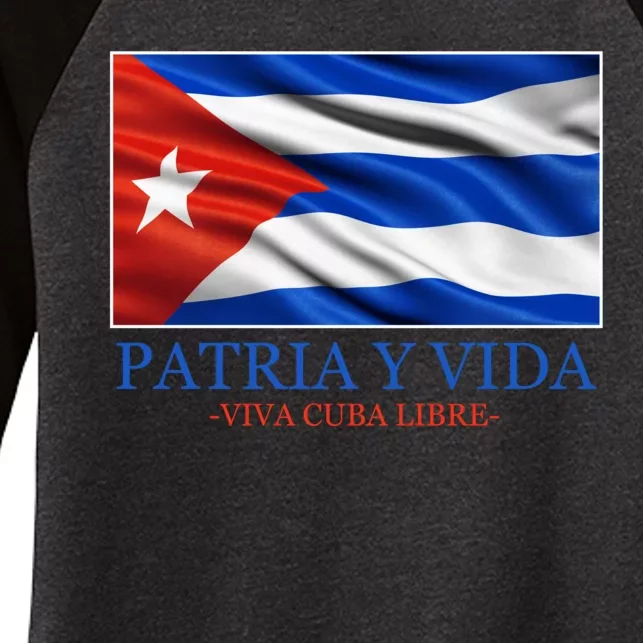 Patria Y Vida Viva Cuba Libre Women's Tri-Blend 3/4-Sleeve Raglan Shirt