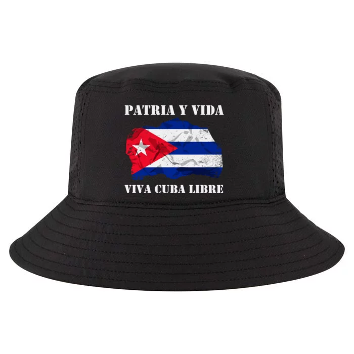 Patria Y Vida Viva Cuba Libre Distressed Cuban Flag Cool Comfort Performance Bucket Hat