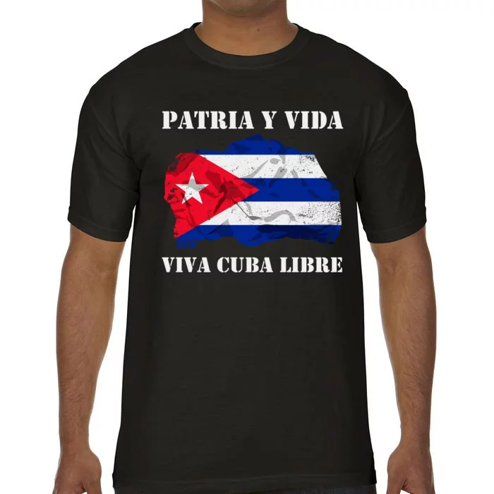 Patria Y Vida Viva Cuba Libre Distressed Cuban Flag Comfort Colors T-Shirt