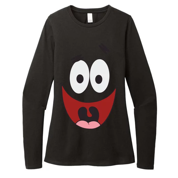 Patrick Cartoon Smile Face Womens CVC Long Sleeve Shirt