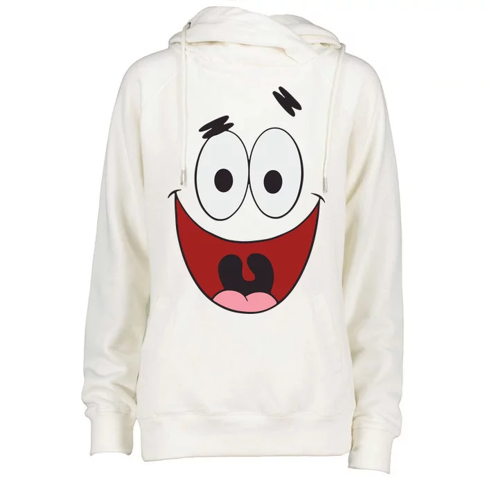 Patrick Cartoon Smile Face Womens Funnel Neck Pullover Hood