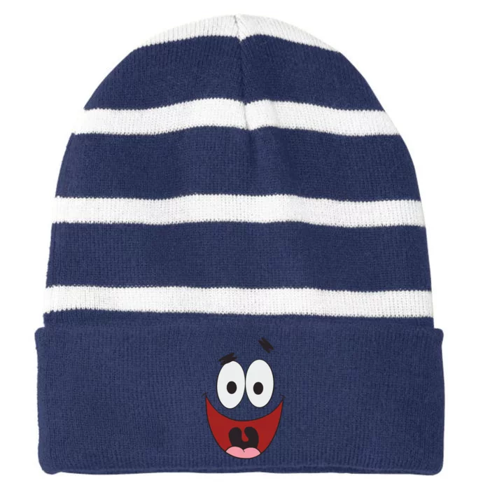 Patrick Cartoon Smile Face Striped Beanie with Solid Band