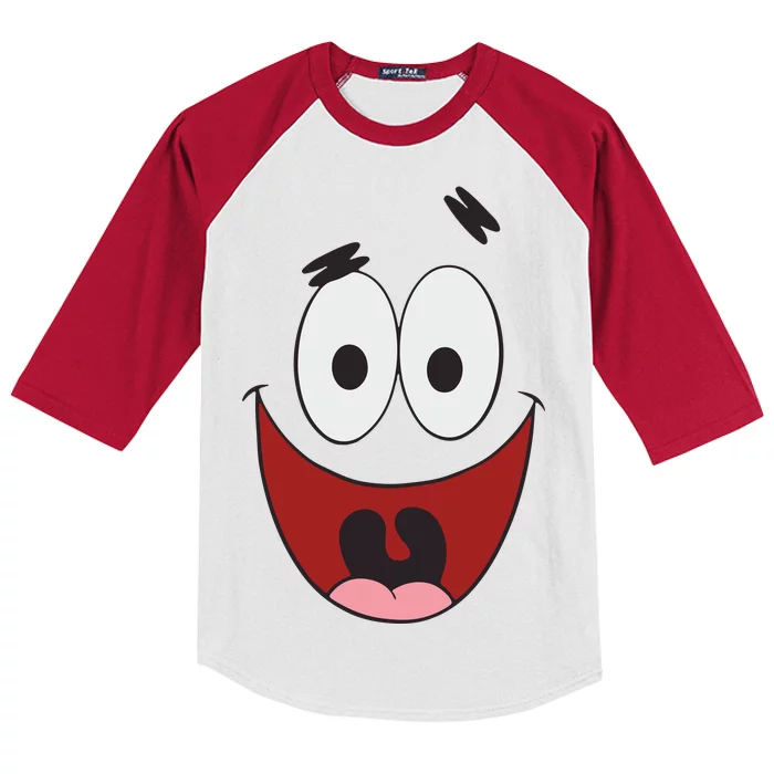 Patrick Cartoon Smile Face Kids Colorblock Raglan Jersey