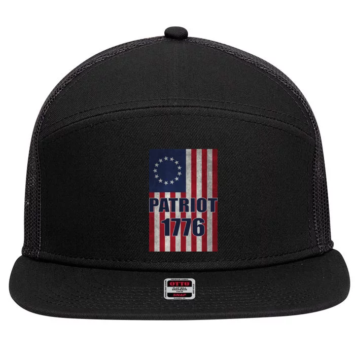 Patriot Betsy Ross Flag 1776 7 Panel Mesh Trucker Snapback Hat