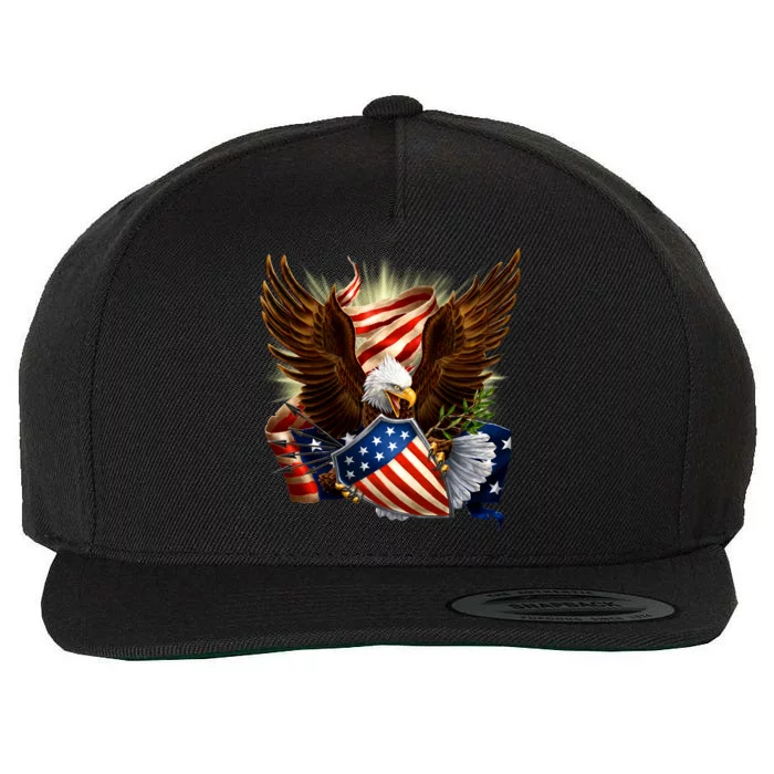 Patriot Eagle American Shield Wool Snapback Cap