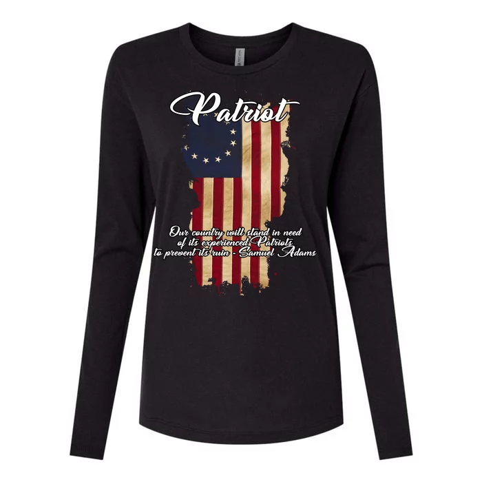 Patriot Founding Fathers Quote Betsy Ross Flag Womens Cotton Relaxed Long Sleeve T-Shirt