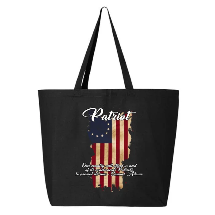 Patriot Founding Fathers Quote Betsy Ross Flag 25L Jumbo Tote