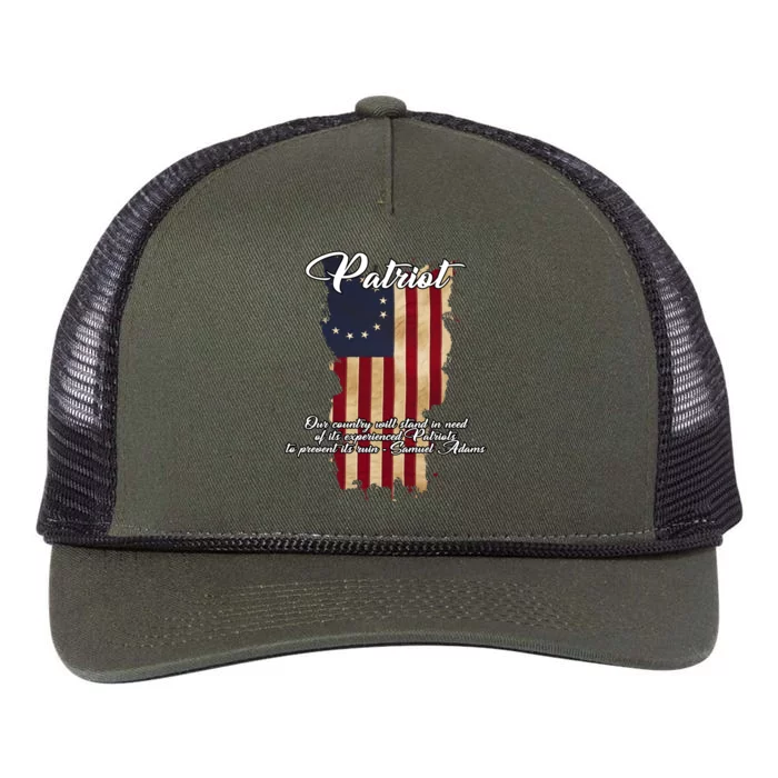 Patriot Founding Fathers Quote Betsy Ross Flag Retro Rope Trucker Hat Cap