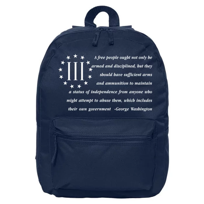 Patriot George Washington American Flag Quote 16 in Basic Backpack