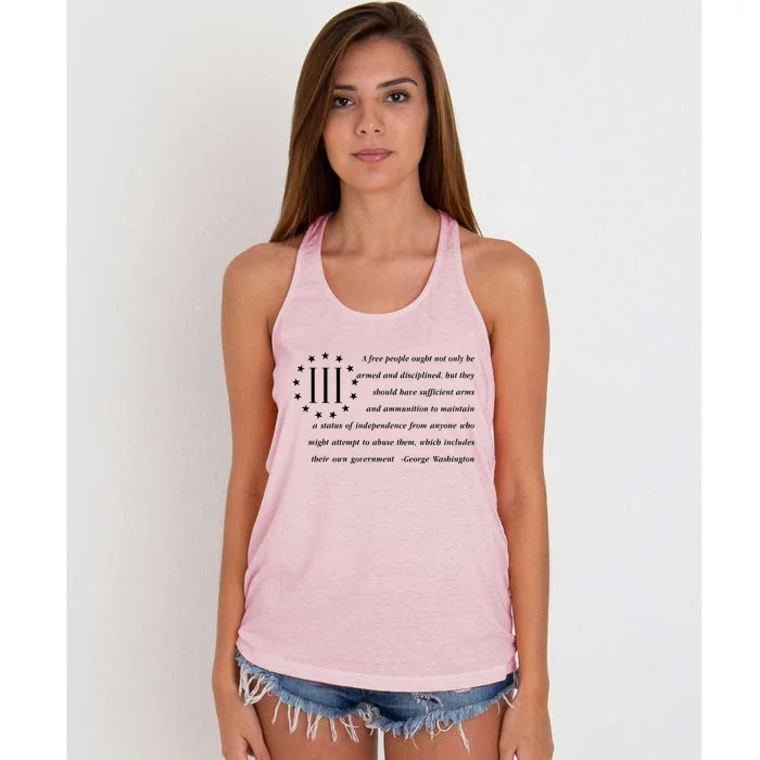 Patriot George Washington American Flag Quote Women's Knotted Racerback Tank