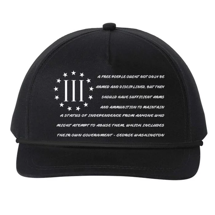 Patriot George Washington Flag Quote Snapback Five-Panel Rope Hat