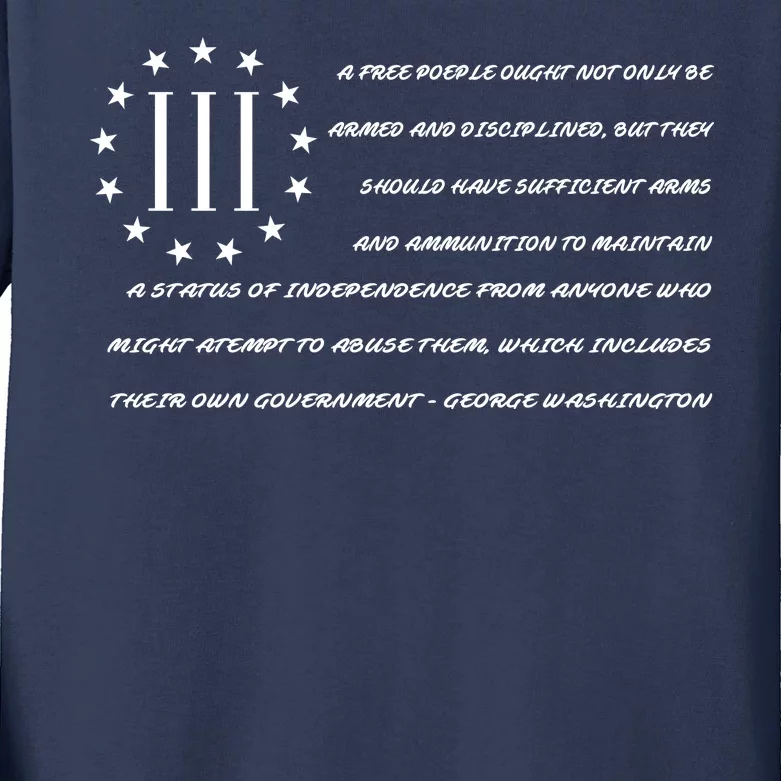 Patriot George Washington Flag Quote Kids Long Sleeve Shirt