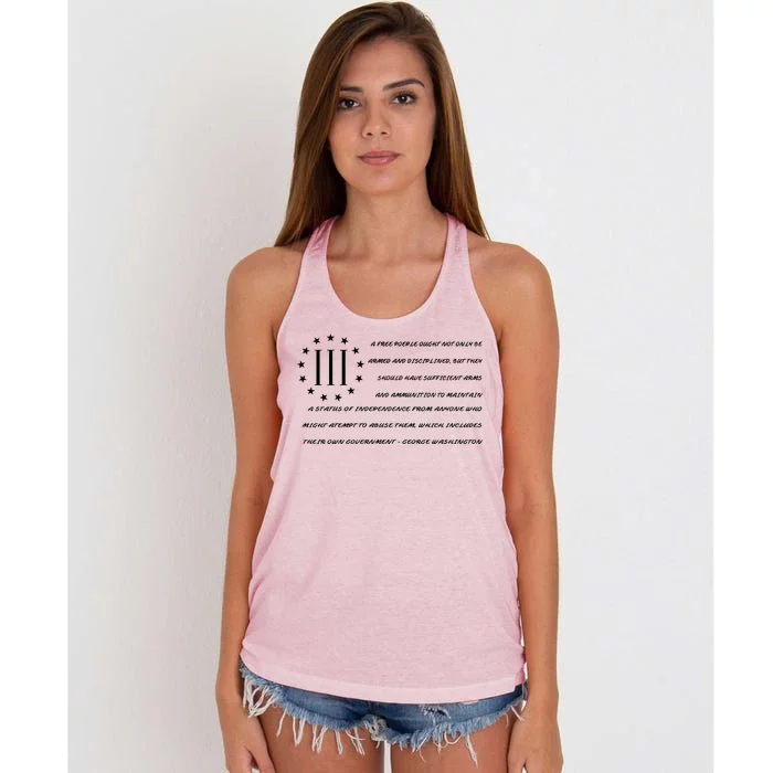 Patriot George Washington Flag Quote Women's Knotted Racerback Tank