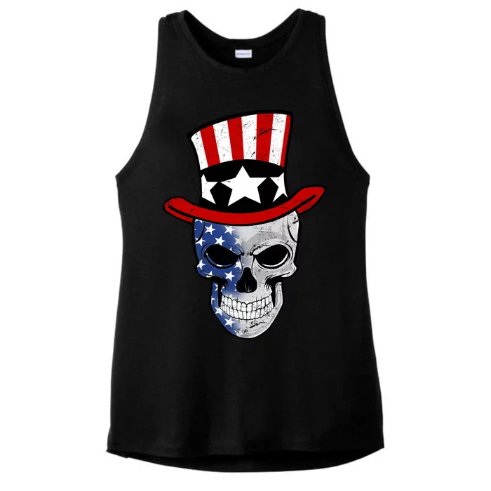 Patriot Skull Ladies Tri-Blend Wicking Tank