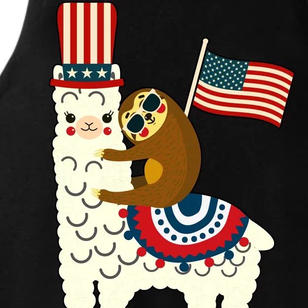 Patriot Sloth Llama Ladies Tri-Blend Wicking Tank