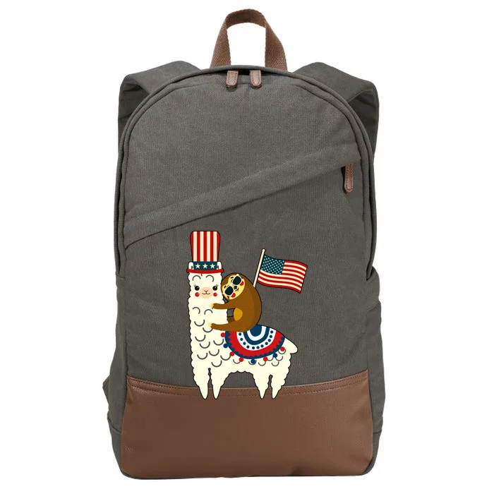 Patriot Sloth Llama Cotton Canvas Backpack