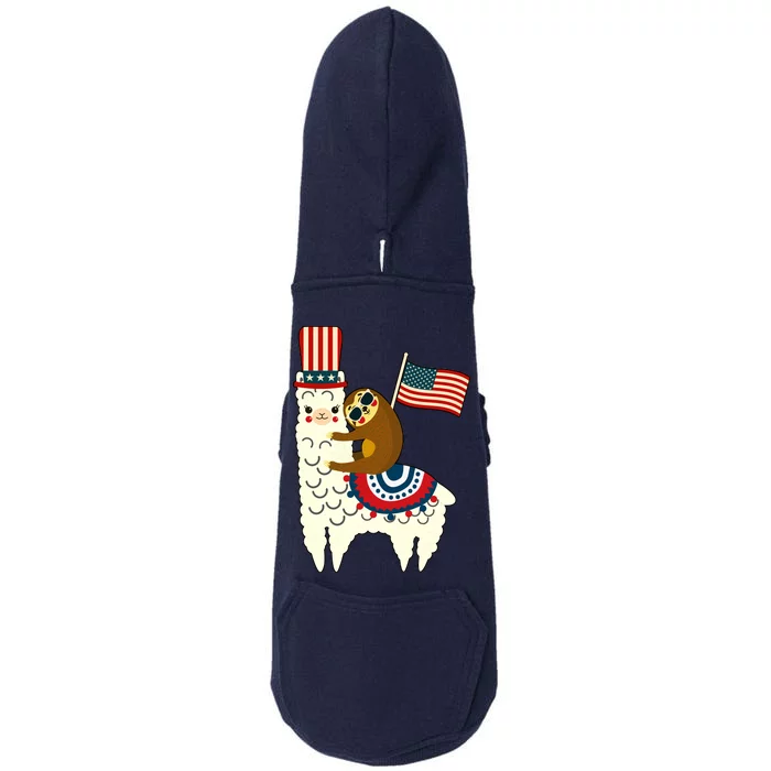 Patriot Sloth Llama Doggie 3-End Fleece Hoodie