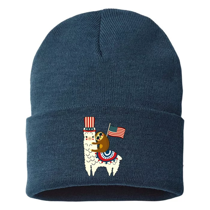 Patriot Sloth Llama Sustainable Knit Beanie