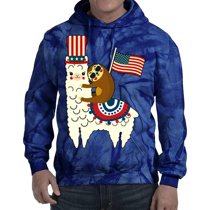 Patriot Sloth Llama Tie Dye Hoodie