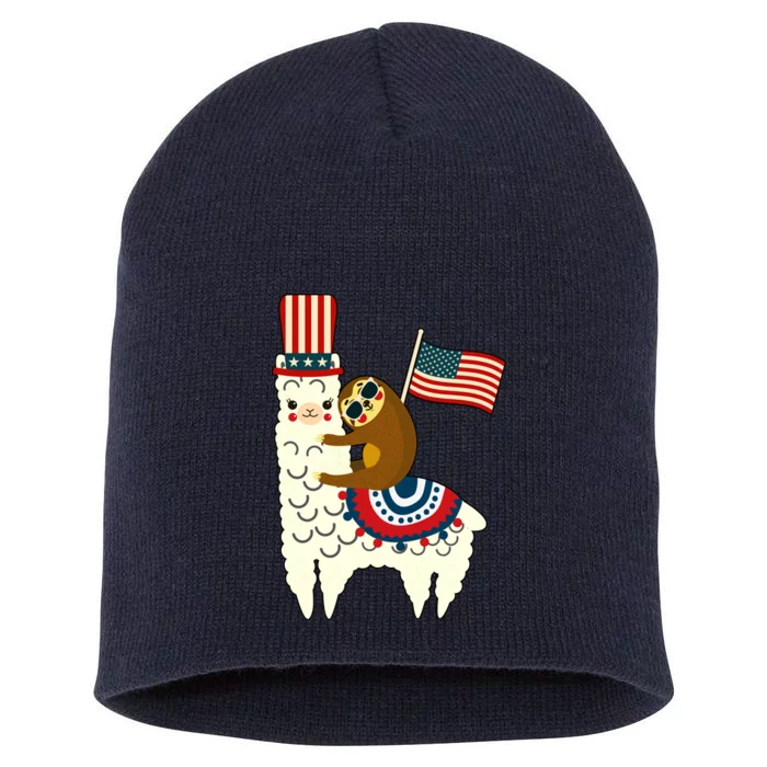 Patriot Sloth Llama Short Acrylic Beanie