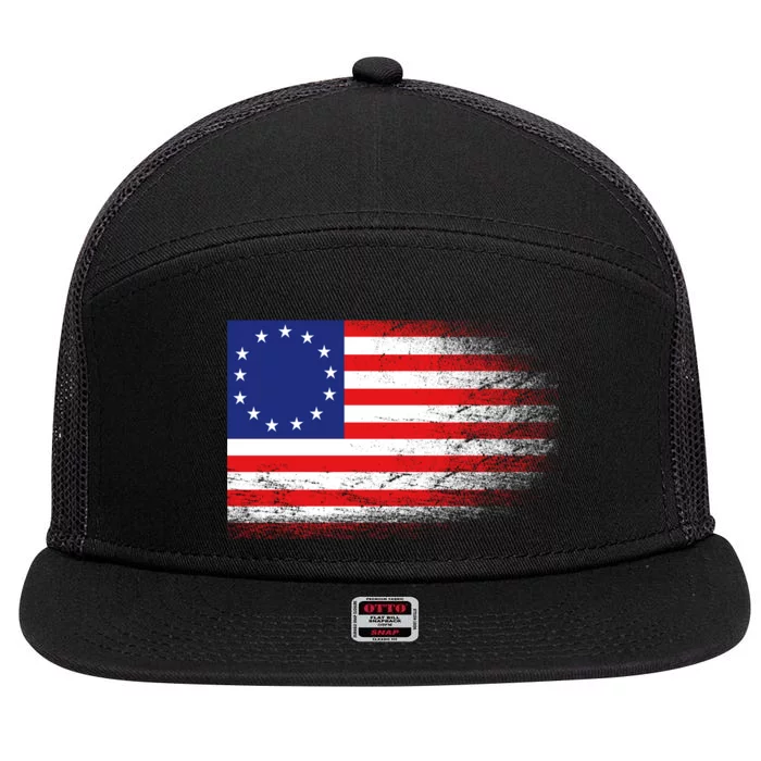 Patriotic 13 Colonies Flag Betsy Ross 7 Panel Mesh Trucker Snapback Hat