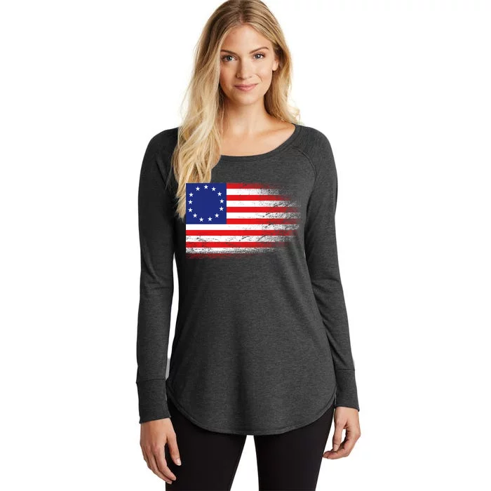 Patriotic 13 Colonies Flag Betsy Ross Women's Perfect Tri Tunic Long Sleeve Shirt