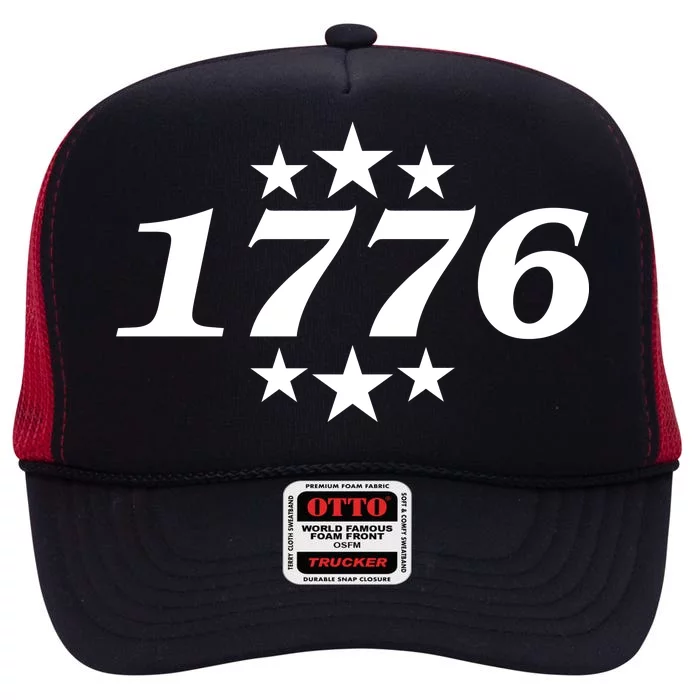 Patriotic 1776 USA 4th of July Stars High Crown Mesh Trucker Hat