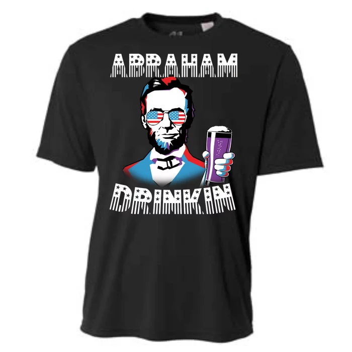 Patriotic Abraham Lincoln Drinkin Cooling Performance Crew T-Shirt