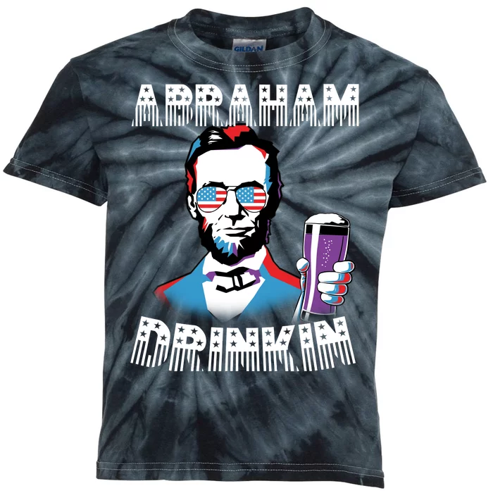 Patriotic Abraham Lincoln Drinkin Kids Tie-Dye T-Shirt