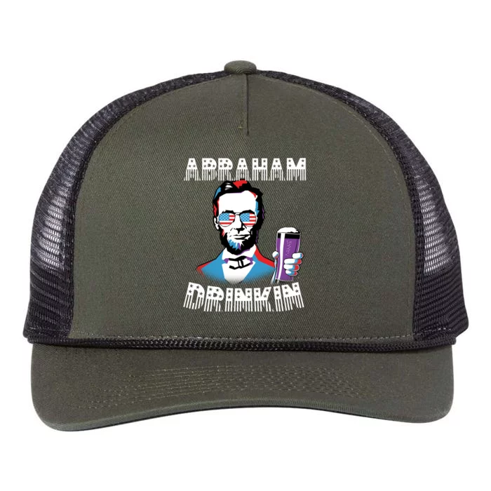 Patriotic Abraham Lincoln Drinkin Retro Rope Trucker Hat Cap