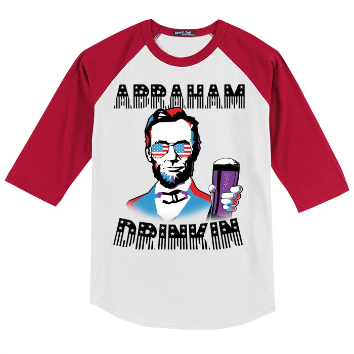 Patriotic Abraham Lincoln Drinkin Kids Colorblock Raglan Jersey