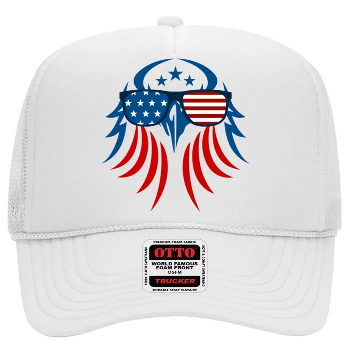 Patriotic American Bald Eagle High Crown Mesh Trucker Hat