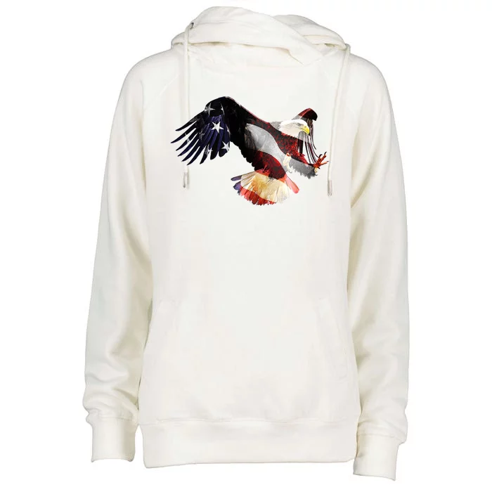 Patriotic American Bold Eagle Womens Funnel Neck Pullover Hood