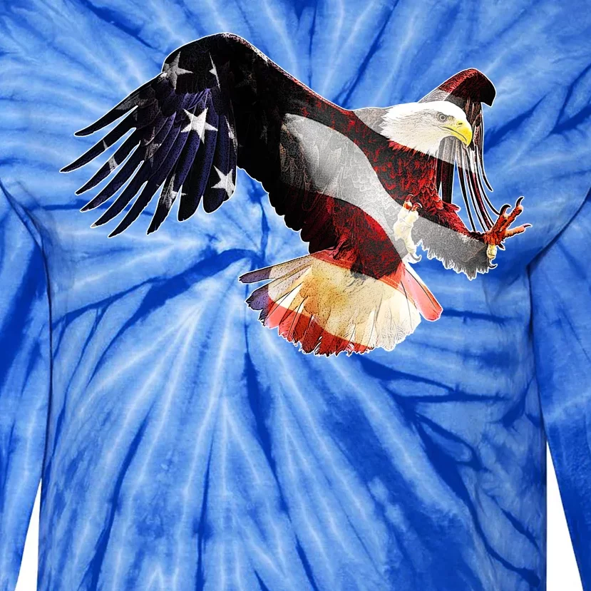 Patriotic American Bold Eagle Tie-Dye Long Sleeve Shirt