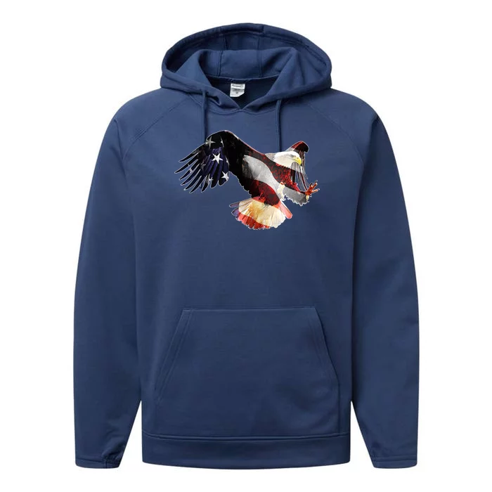 Patriotic American Bold Eagle Performance Fleece Hoodie