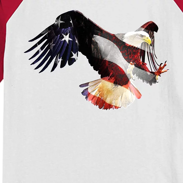 Patriotic American Bold Eagle Kids Colorblock Raglan Jersey