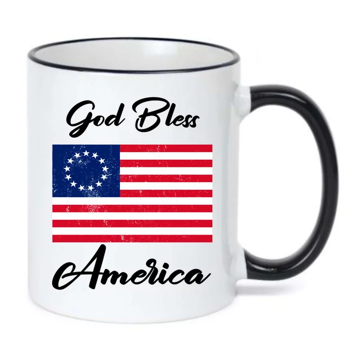 Patriotic Betsy Ross Flag God Bless America Black Color Changing Mug