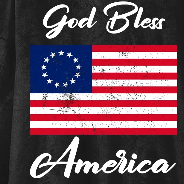 Patriotic Betsy Ross Flag God Bless America Hooded Wearable Blanket