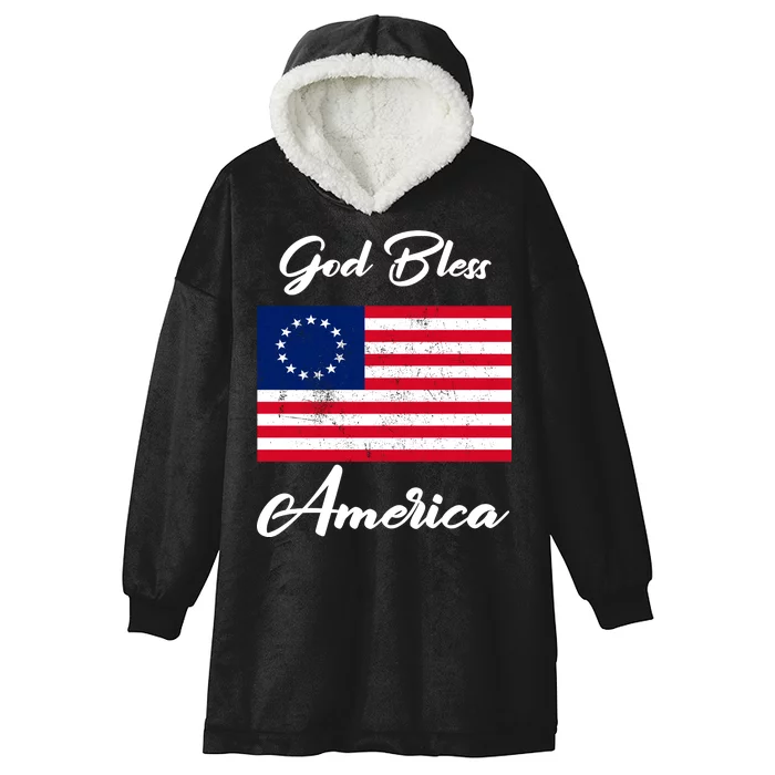 Patriotic Betsy Ross Flag God Bless America Hooded Wearable Blanket