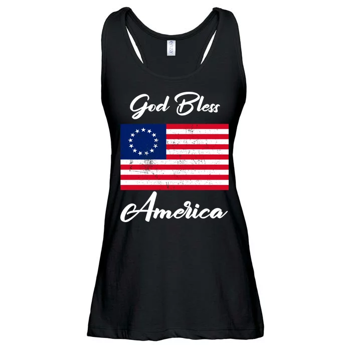 Patriotic Betsy Ross Flag God Bless America Ladies Essential Flowy Tank