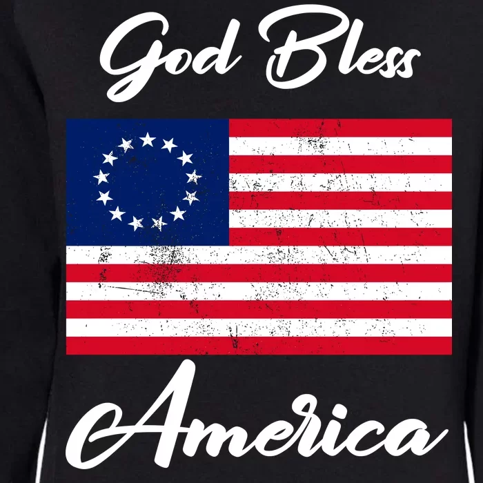 Patriotic Betsy Ross Flag God Bless America Womens California Wash Sweatshirt