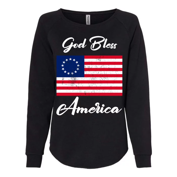 Patriotic Betsy Ross Flag God Bless America Womens California Wash Sweatshirt