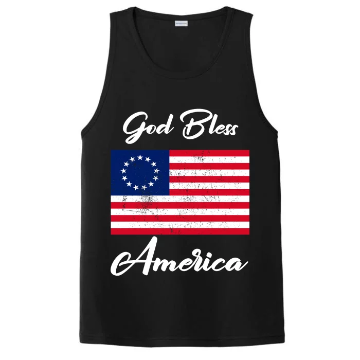 Patriotic Betsy Ross Flag God Bless America Performance Tank