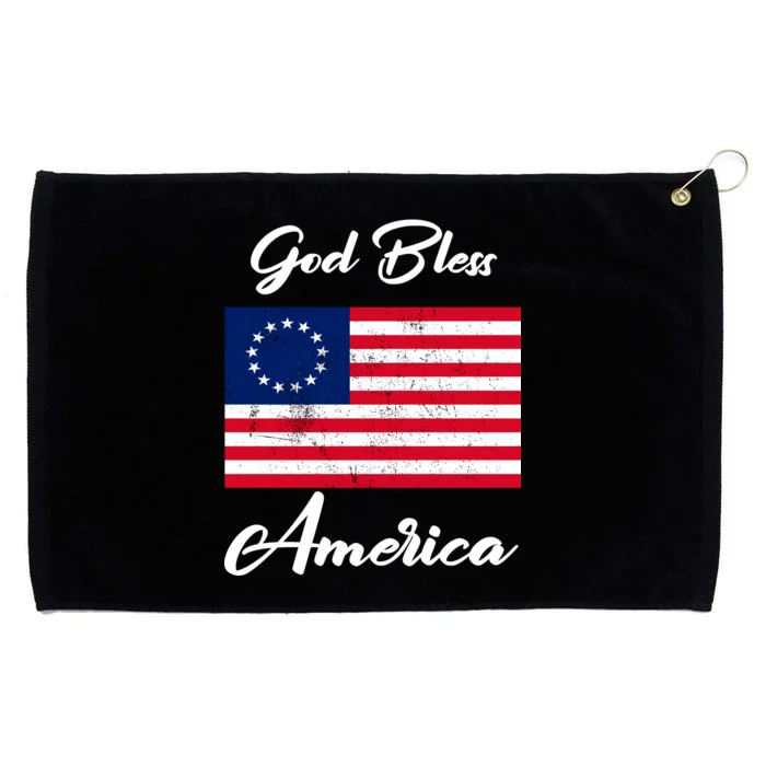 Patriotic Betsy Ross Flag God Bless America Grommeted Golf Towel