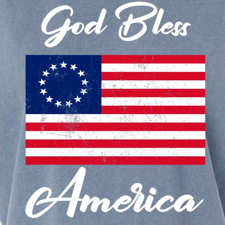 Patriotic Betsy Ross Flag God Bless America Garment-Dyed Women's Muscle Tee