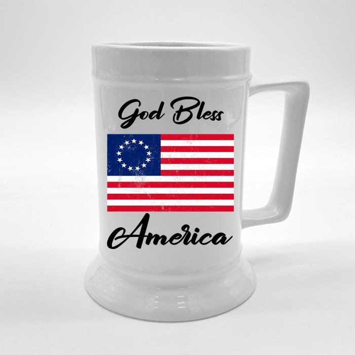 Patriotic Betsy Ross Flag God Bless America Front & Back Beer Stein