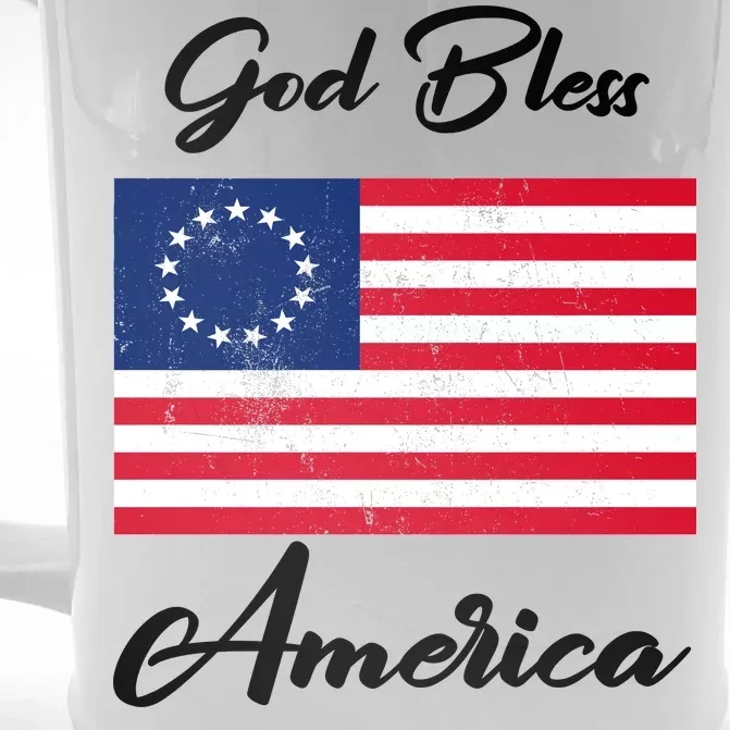 Patriotic Betsy Ross Flag God Bless America Front & Back Beer Stein