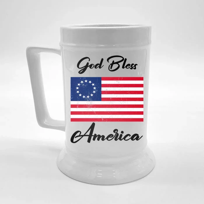 Patriotic Betsy Ross Flag God Bless America Front & Back Beer Stein