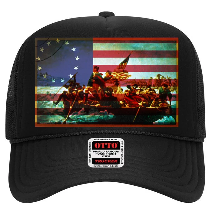 Patriotic Betsy Ross The Crossing Of Delaware High Crown Mesh Trucker Hat